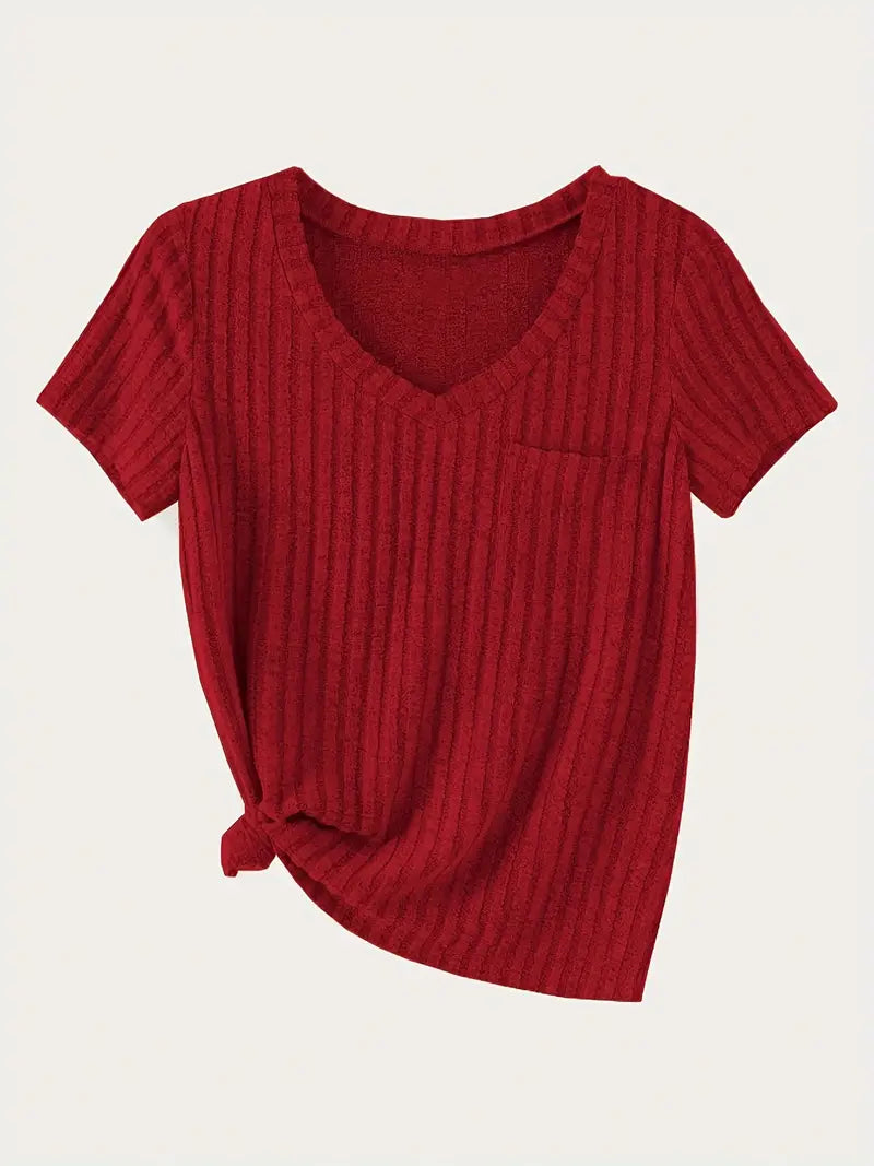 Women’s 4PCS V-Neck Solid Casual Tops