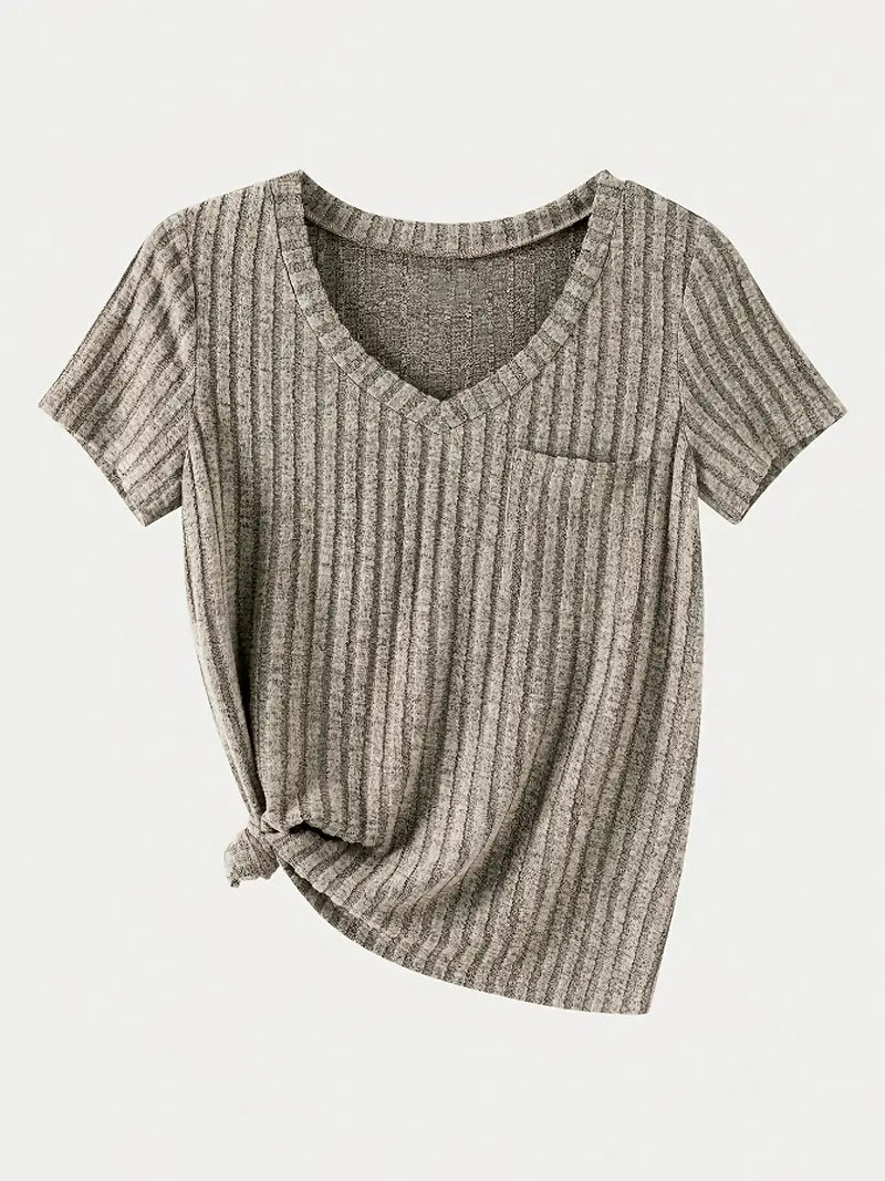 Women’s 4PCS V-Neck Solid Casual Tops